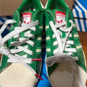 Adidas Men’s End Plastic Waste Green Super Stars Sneakers
